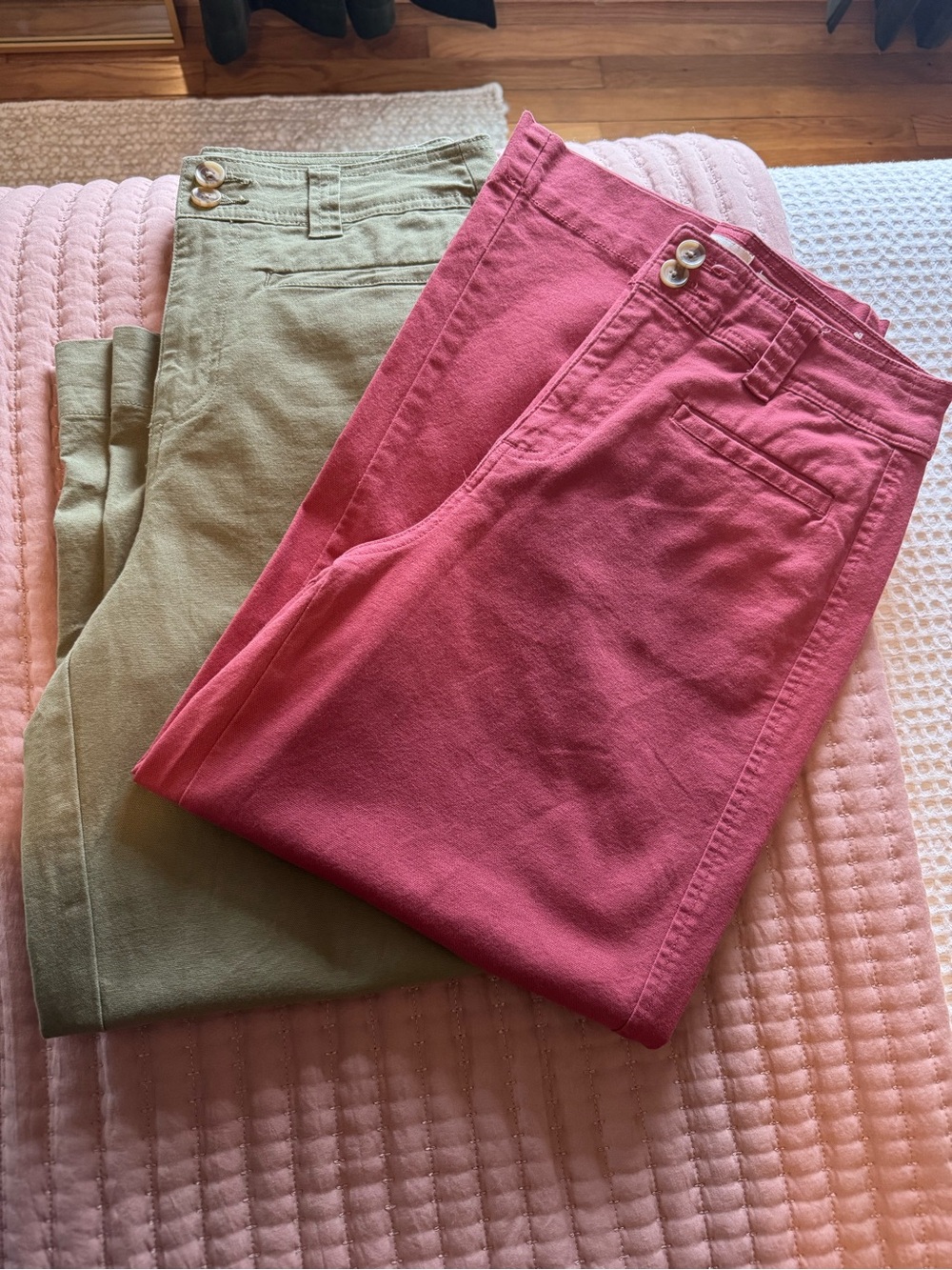 a new day Olive Green and Rose Pink High Rise Wide Leg Crop Pants Duo
